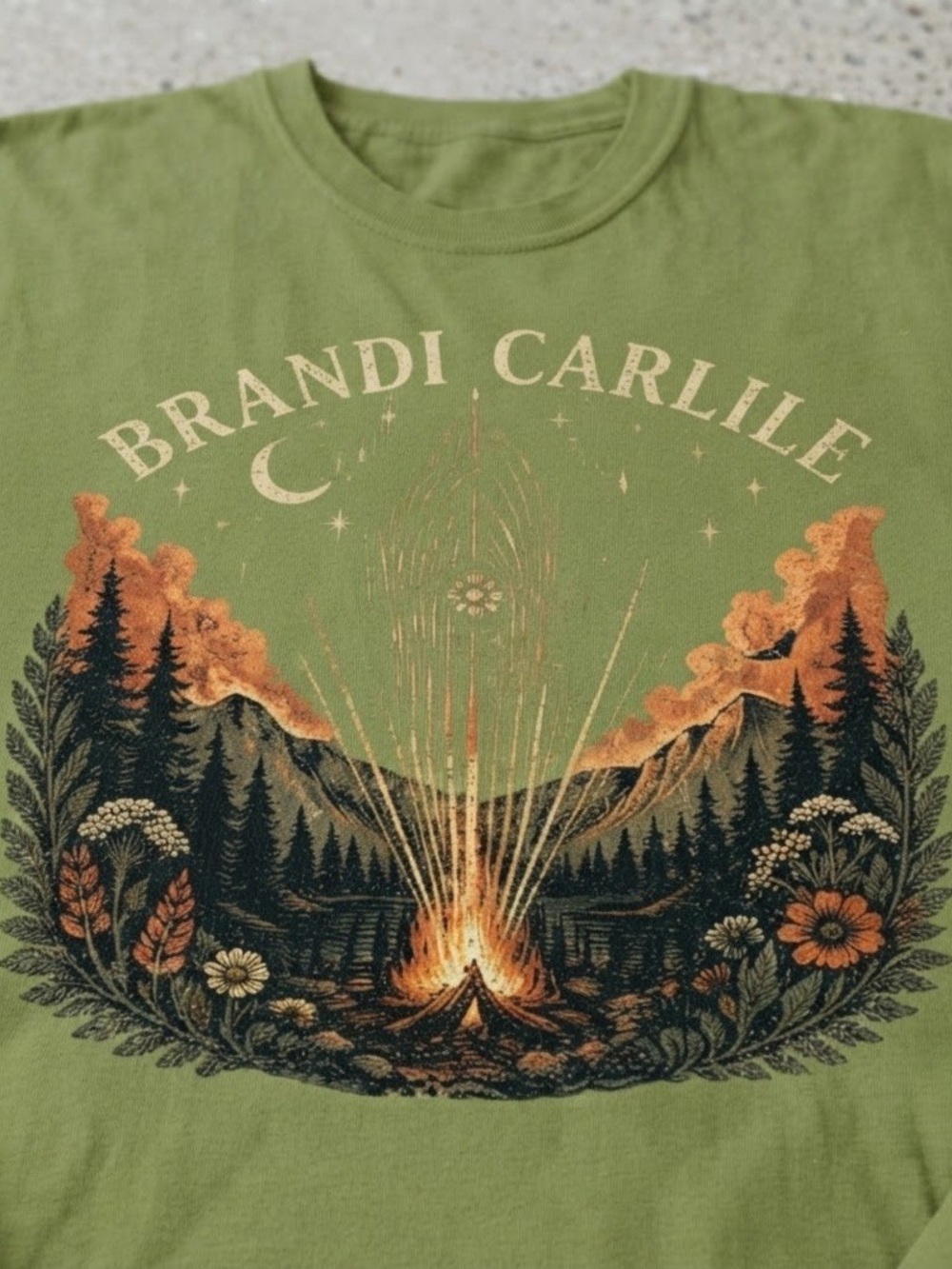 Brandi Carlile Nature Forest Campfire Art Gildan T-Shirt - Picture 2 of 3